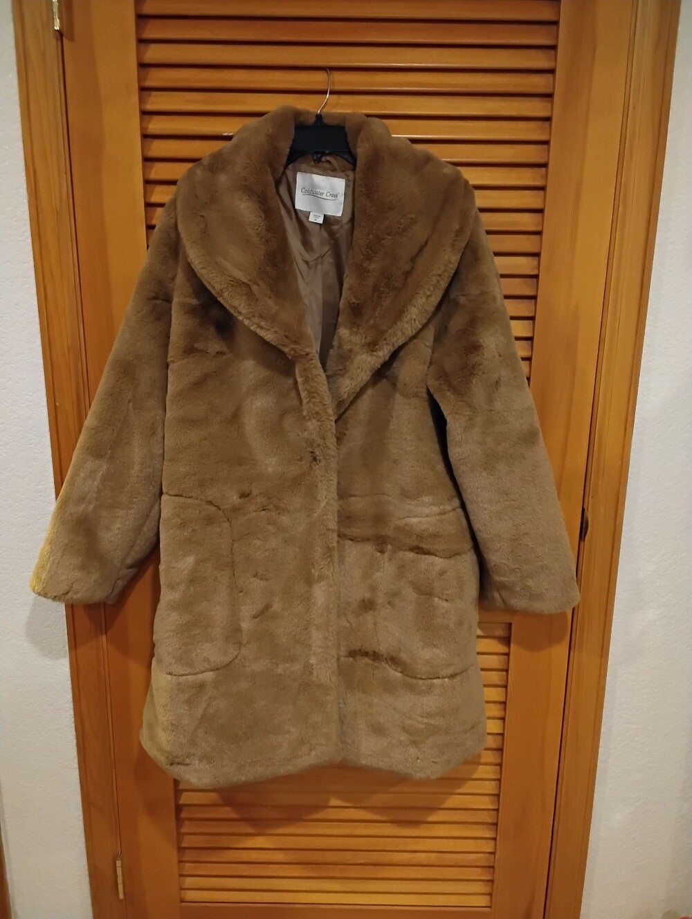 NWOT Coldwater Creek Faux Fur Light Brown Coat XL